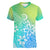 Polynesia Women V Neck T Shirt Plumeria Blue Gradient Curves LT7 Female Blue Green - Polynesian Pride