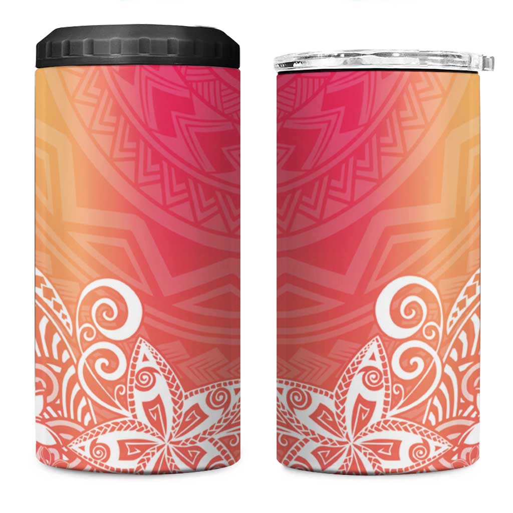 Polynesia 4 in 1 Can Cooler Tumbler Plumeria Pink Gradient Curves