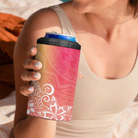 Polynesia 4 in 1 Can Cooler Tumbler Plumeria Pink Gradient Curves
