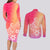 Polynesia Couples Matching Long Sleeve Bodycon Dress and Long Sleeve Button Shirts Plumeria Pink Gradient Curves LT7 - Polynesian Pride