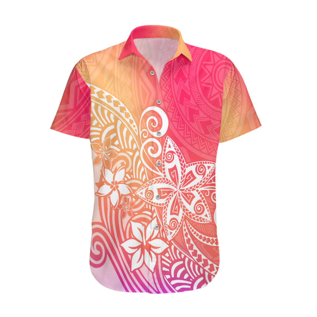 Polynesia Hawaiian Shirt Plumeria Pink Gradient Curves LT7 Pink - Polynesian Pride