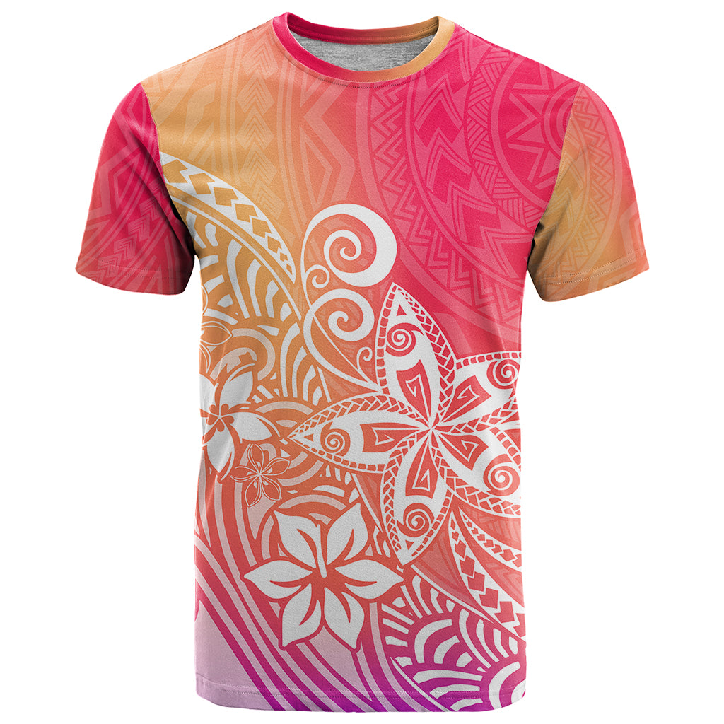 Polynesia T Shirt Plumeria Pink Gradient Curves LT7 Pink - Polynesian Pride