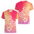 Polynesia Women V Neck T Shirt Plumeria Pink Gradient Curves LT7 - Polynesian Pride