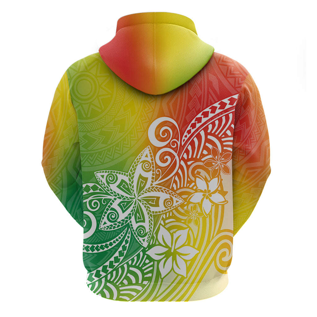 Polynesia Hoodie Plumeria Reggae Curves LT7 - Polynesian Pride