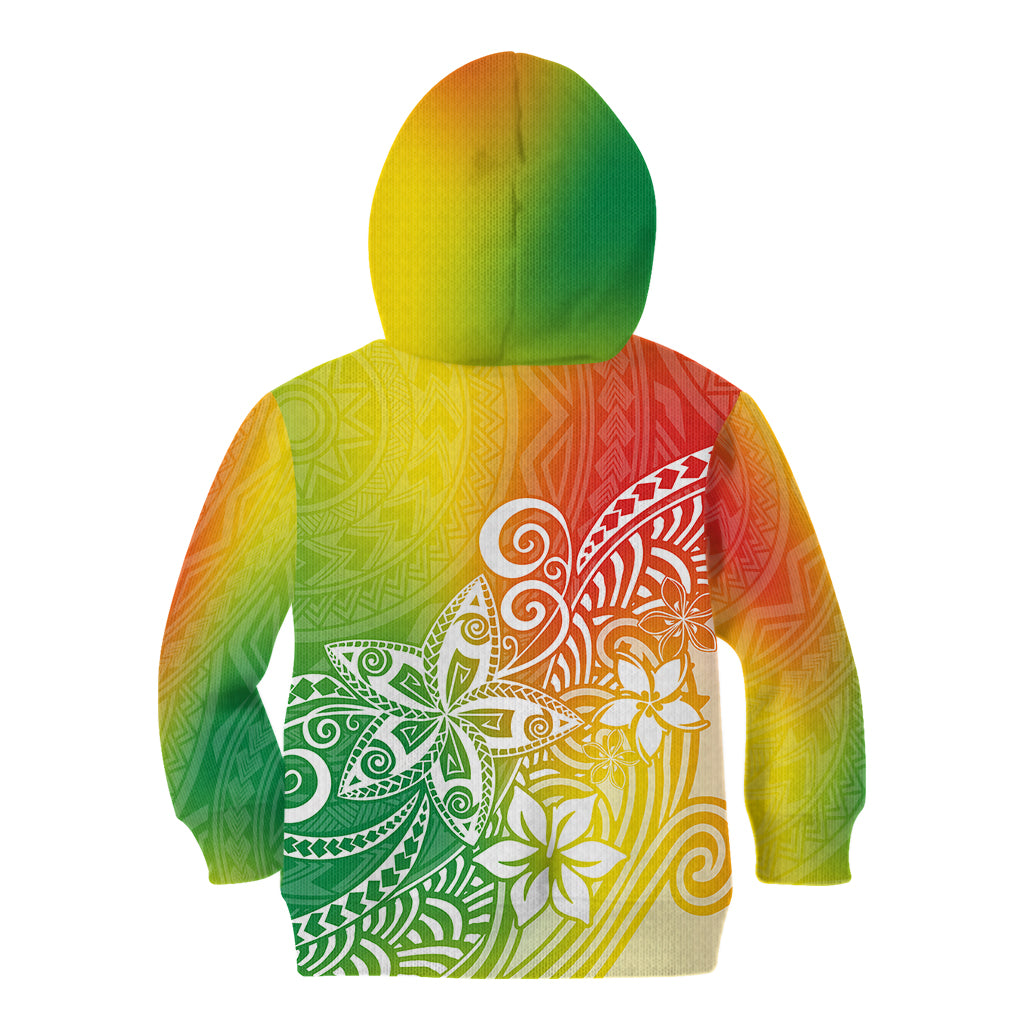 Polynesia Kid Hoodie Plumeria Reggae Curves LT7 - Polynesian Pride