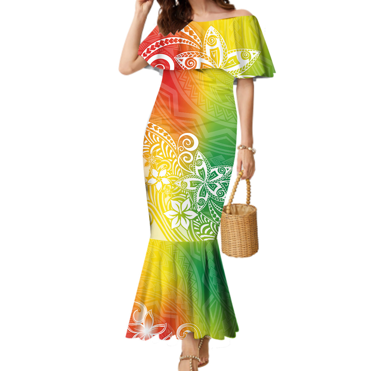 Polynesia Mermaid Dress Plumeria Reggae Curves LT7 Women Reggae - Polynesian Pride