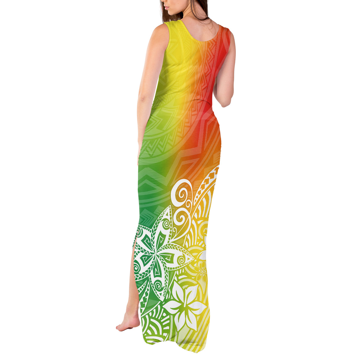 Polynesia Tank Maxi Dress Plumeria Reggae Curves LT7 - Polynesian Pride