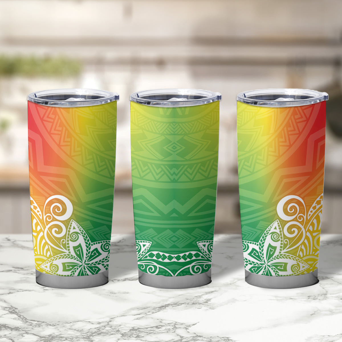 Polynesia Tumbler Cup Plumeria Reggae Curves