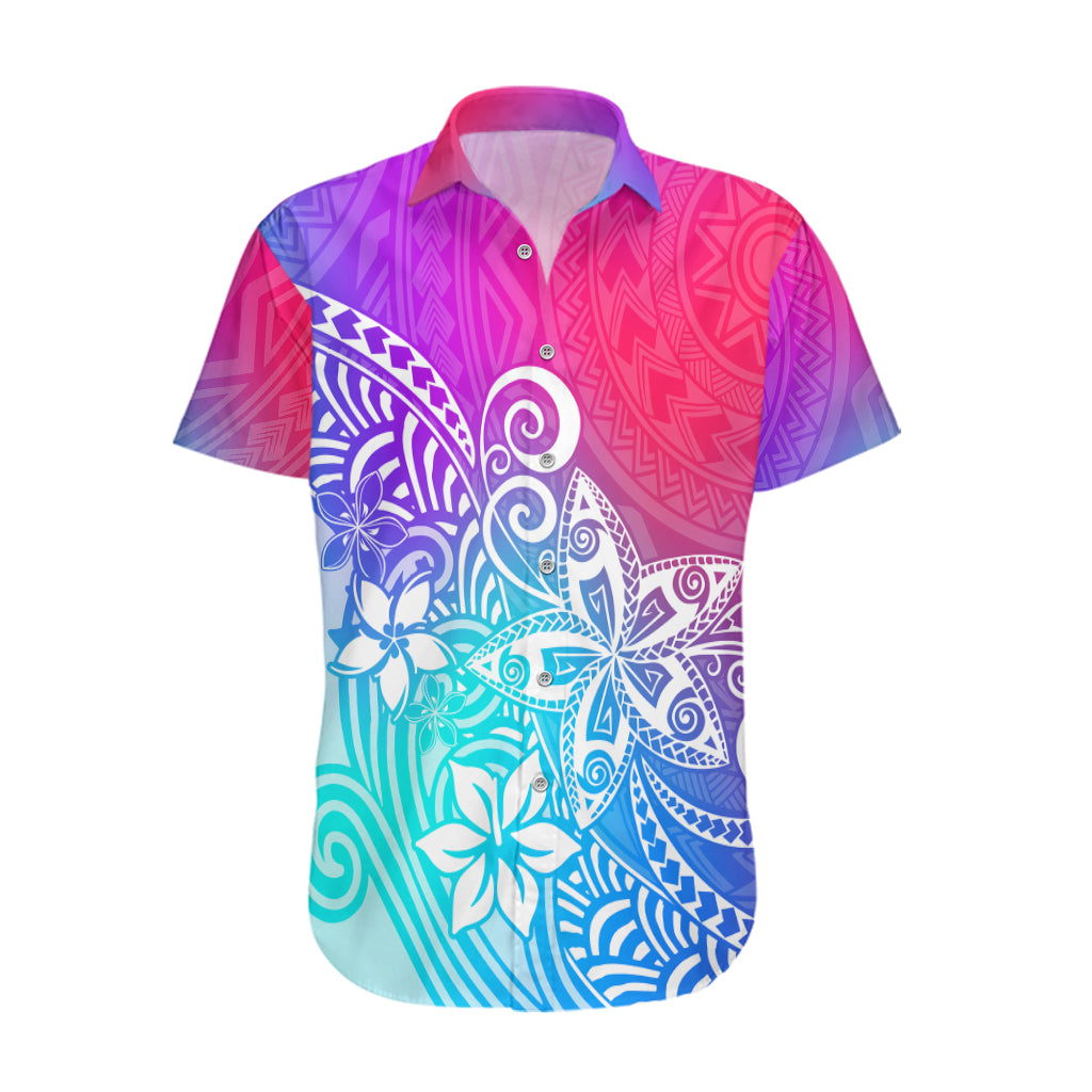 Polynesia Hawaiian Shirt Plumeria Galaxy Gradient Curves LT7 Galaxy - Polynesian Pride