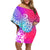 Polynesia Off Shoulder Short Dress Plumeria Galaxy Gradient Curves LT7 Women Galaxy - Polynesian Pride