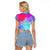 Polynesia Raglan Cropped T Shirt Plumeria Galaxy Gradient Curves LT7 - Polynesian Pride