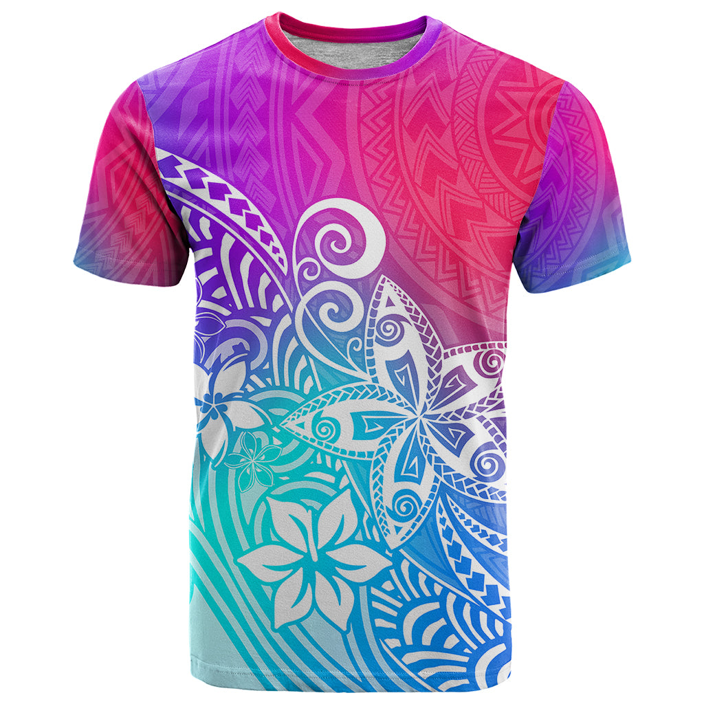 Polynesia T Shirt Plumeria Galaxy Gradient Curves LT7 Galaxy - Polynesian Pride