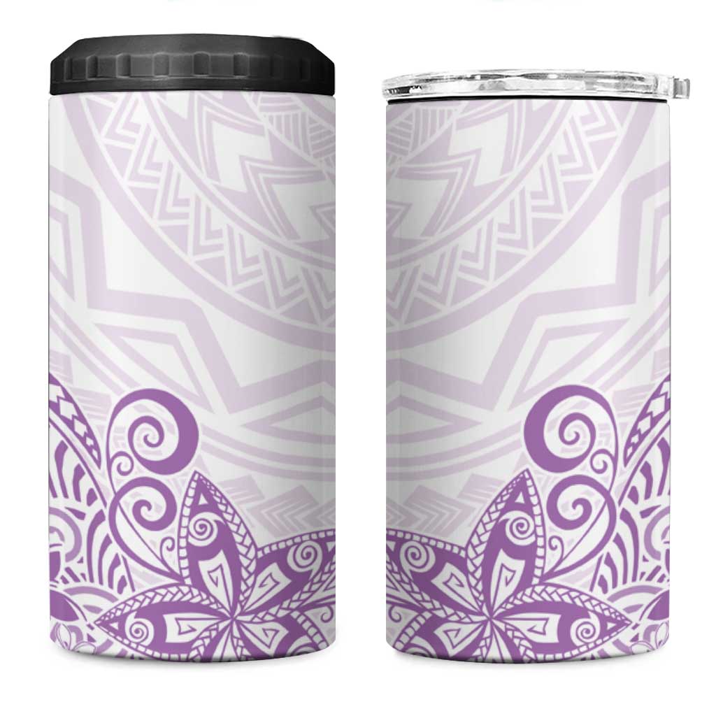 Polynesia 4 in 1 Can Cooler Tumbler Plumeria Lavender Curves