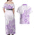 Polynesia Couples Matching Off Shoulder Maxi Dress and Hawaiian Shirt Plumeria Lavender Curves LT7 - Polynesian Pride