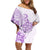 Polynesia Off Shoulder Short Dress Plumeria Lavender Curves LT7 Women Purple - Polynesian Pride