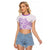 Polynesia Raglan Cropped T Shirt Plumeria Lavender Curves LT7 Female Purple - Polynesian Pride
