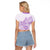 Polynesia Raglan Cropped T Shirt Plumeria Lavender Curves LT7 - Polynesian Pride
