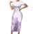 Polynesia Short Sleeve Bodycon Dress Plumeria Lavender Curves LT7