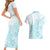 Polynesia Couples Matching Short Sleeve Bodycon Dress and Hawaiian Shirt Plumeria Turquoise Curves LT7 - Polynesian Pride