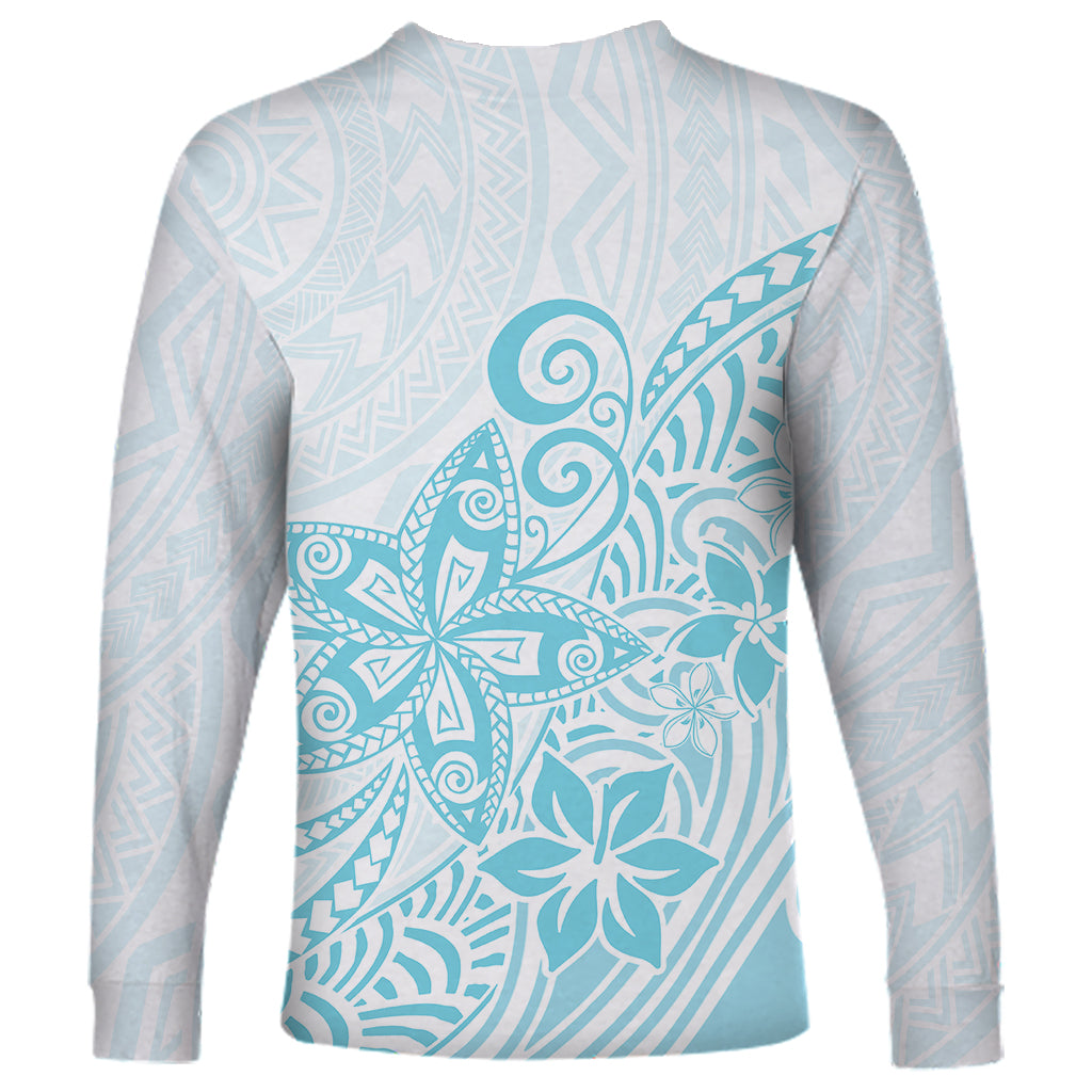 Polynesia Long Sleeve Shirt Plumeria Turquoise Curves LT7 - Polynesian Pride