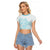 Polynesia Raglan Cropped T Shirt Plumeria Turquoise Curves LT7 Female Turquoise - Polynesian Pride