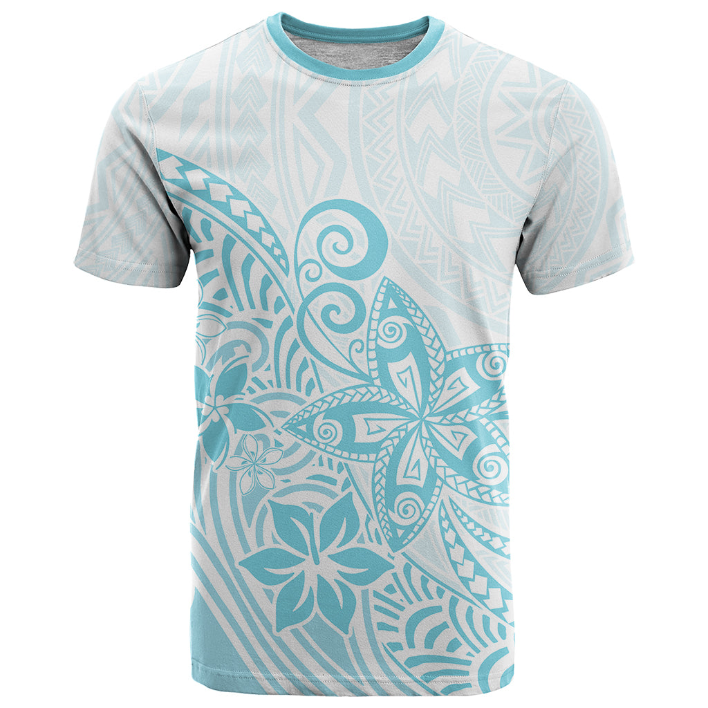 Polynesia T Shirt Plumeria Turquoise Curves LT7 Turquoise - Polynesian Pride