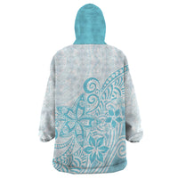 Polynesia Wearable Blanket Hoodie Plumeria Turquoise Curves LT7 - Polynesian Pride