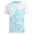 Polynesia Women V Neck T Shirt Plumeria Turquoise Curves LT7 - Polynesian Pride