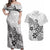 Polynesia Couples Matching Off Shoulder Maxi Dress and Hawaiian Shirt Plumeria White Curves LT7 White - Polynesian Pride