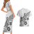 Polynesia Couples Matching Short Sleeve Bodycon Dress and Hawaiian Shirt Plumeria White Curves LT7 - Polynesian Pride