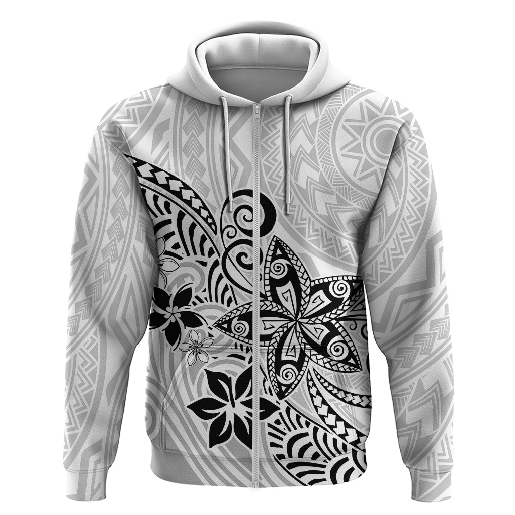 Polynesia Hoodie Plumeria White Curves LT7 - Polynesian Pride