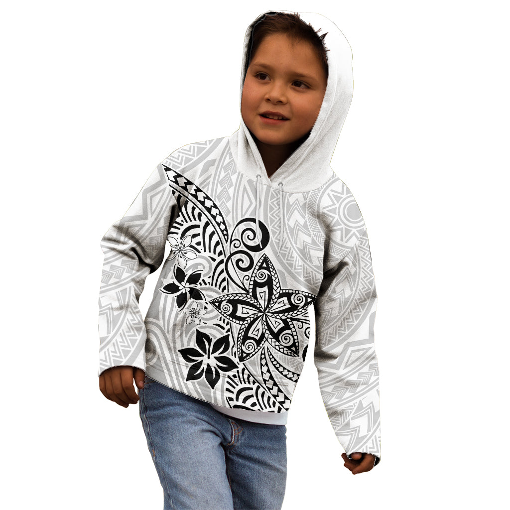 Polynesia Kid Hoodie Plumeria White Curves LT7 - Polynesian Pride