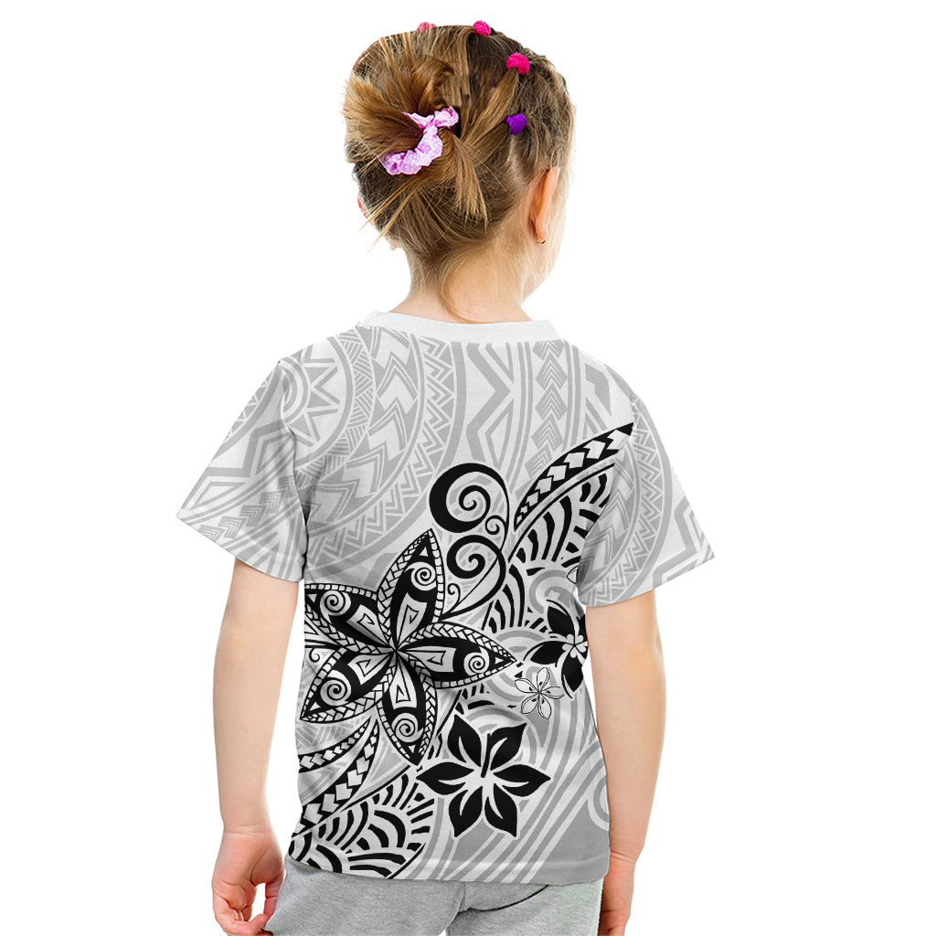 Polynesia Kid T Shirt Plumeria White Curves LT7 - Polynesian Pride
