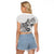 Polynesia Raglan Cropped T Shirt Plumeria White Curves LT7 - Polynesian Pride