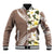 Aloha Hawaii Festive Baseball Jacket Frangipani Lace Classic - Beige