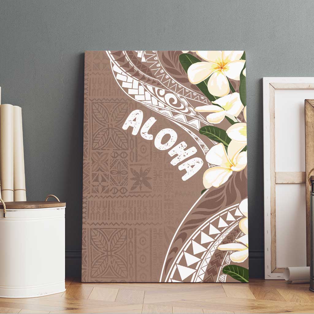 Aloha Hawaii Festive Canvas Wall Art Frangipani Lace Classic - Beige