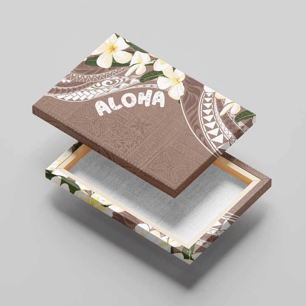 Aloha Hawaii Festive Canvas Wall Art Frangipani Lace Classic - Beige