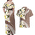 Aloha Hawaii Festive Couples Matching Off Shoulder Maxi Dress and Hawaiian Shirt Frangipani Lace Classic - Beige