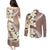 Aloha Hawaii Festive Couples Matching Puletasi and Long Sleeve Button Shirt Frangipani Lace Classic - Beige