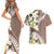 Aloha Hawaii Festive Couples Matching Short Sleeve Bodycon Dress and Hawaiian Shirt Frangipani Lace Classic - Beige