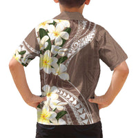 Aloha Hawaii Festive Family Matching Long Sleeve Bodycon Dress and Hawaiian Shirt Frangipani Lace Classic - Beige LT7 - Polynesian Pride