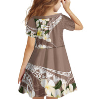 Aloha Hawaii Festive Family Matching Off Shoulder Short Dress and Hawaiian Shirt Frangipani Lace Classic - Beige