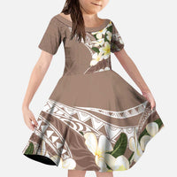 Aloha Hawaii Festive Family Matching Puletasi and Hawaiian Shirt Frangipani Lace Classic - Beige LT7 Daughter's Dress Beige - Polynesian Pride