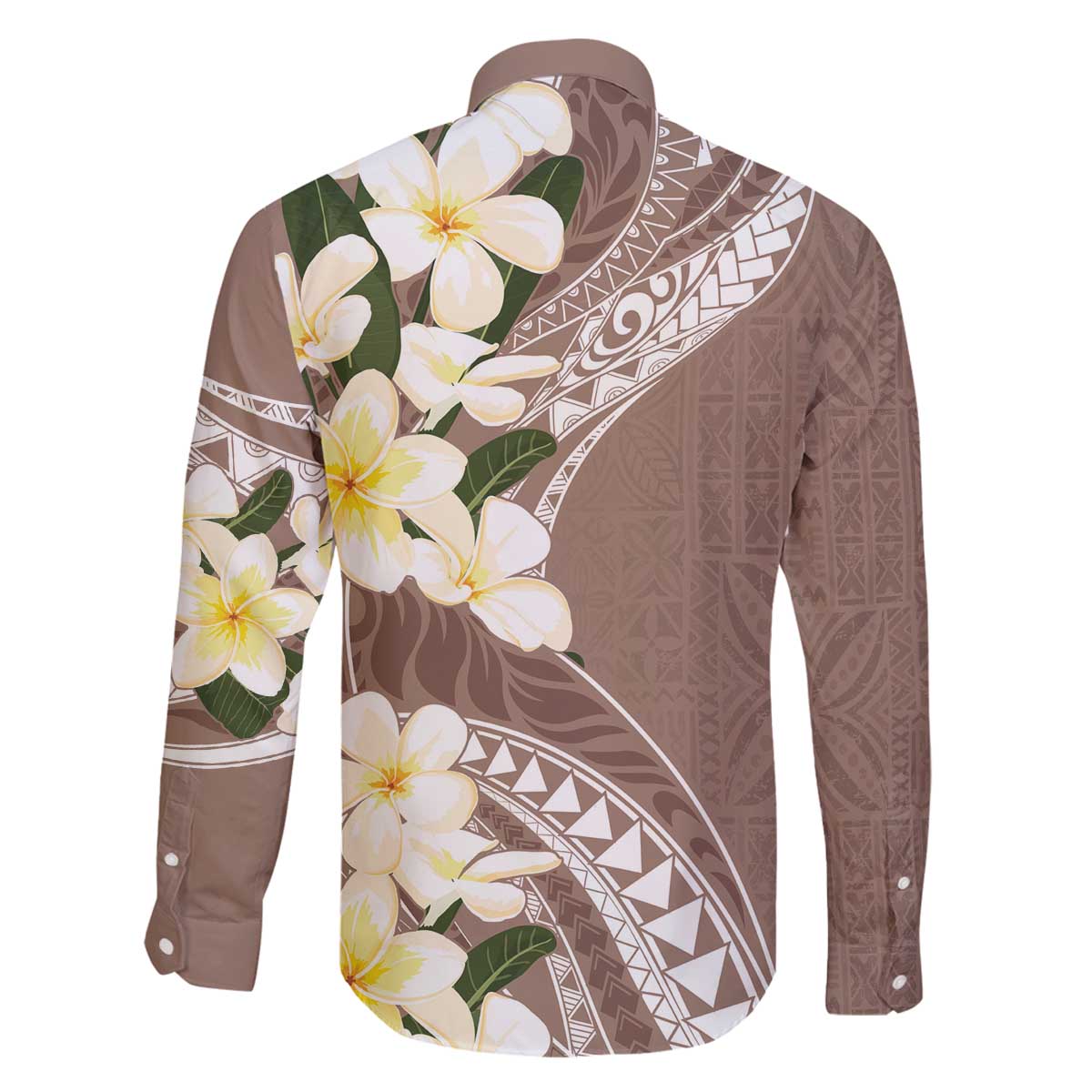 Aloha Hawaii Festive Family Matching Puletasi and Hawaiian Shirt Frangipani Lace Classic - Beige LT7 - Polynesian Pride