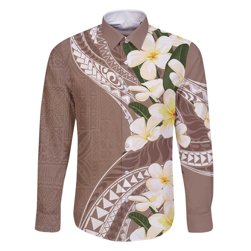 Aloha Hawaii Festive Family Matching Short Sleeve Bodycon Dress and Hawaiian Shirt Frangipani Lace Classic - Beige LT7 Dad's Shirt - Long Sleeve Beige - Polynesian Pride