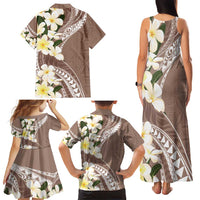 Aloha Hawaii Festive Family Matching Tank Maxi Dress and Hawaiian Shirt Frangipani Lace Classic - Beige