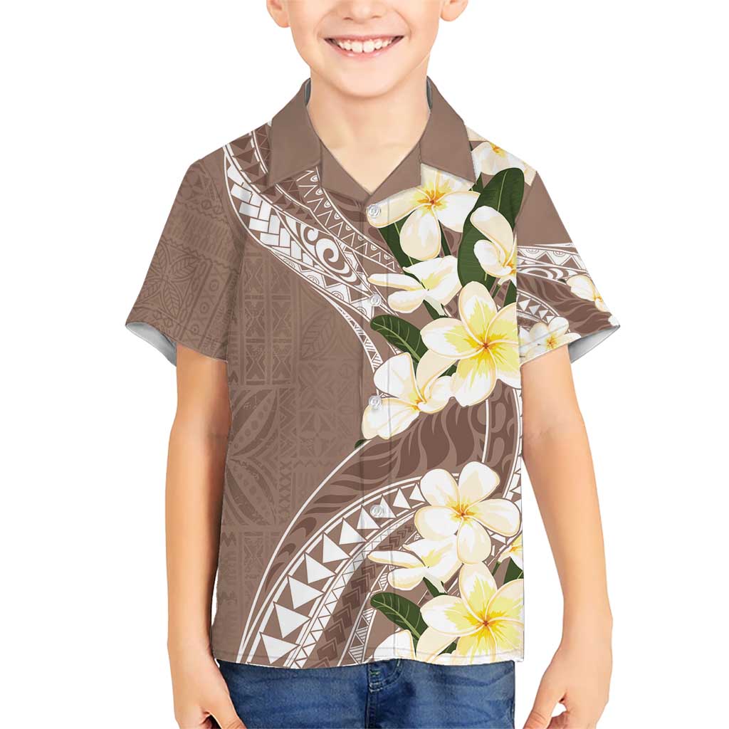 Aloha Hawaii Festive Kid Hawaiian Shirt Frangipani Lace Classic - Beige