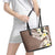 Aloha Hawaii Festive Leather Tote Bag Frangipani Lace Classic - Beige