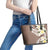 Aloha Hawaii Festive Leather Tote Bag Frangipani Lace Classic - Beige