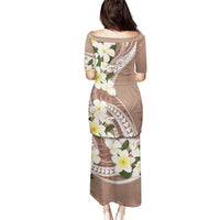 Aloha Hawaii Festive Puletasi Frangipani Lace Classic - Beige